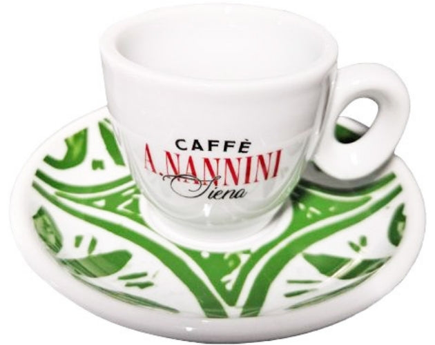 White cappuccino cup and green saucer - Nannini
