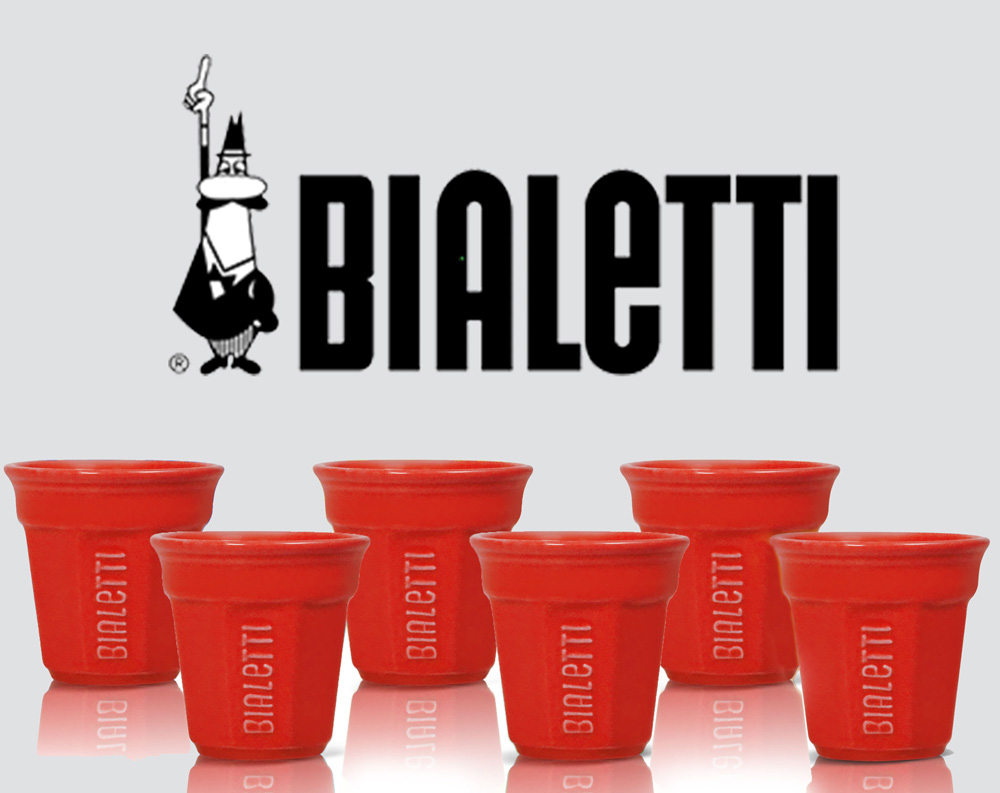 Bialetti Espresso Cups 6 pack red Original since 1919