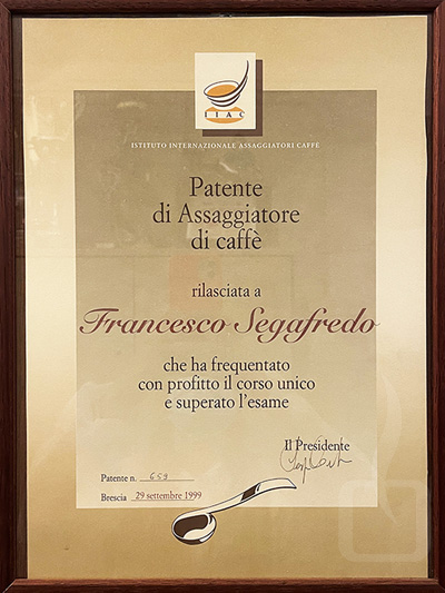 IACC Zertifikat Francesco Segafredo Essse-21