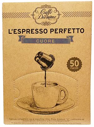 Diemme Nespresso®* kompatible Kapseln CUORE koffeinfrei 50 x 5,6g im Dispenser