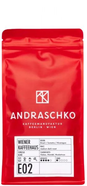 Andraschko: Wiener Kaffeehausmischung 250g, ganze Bohne, rote Verpackung mit weißem Label