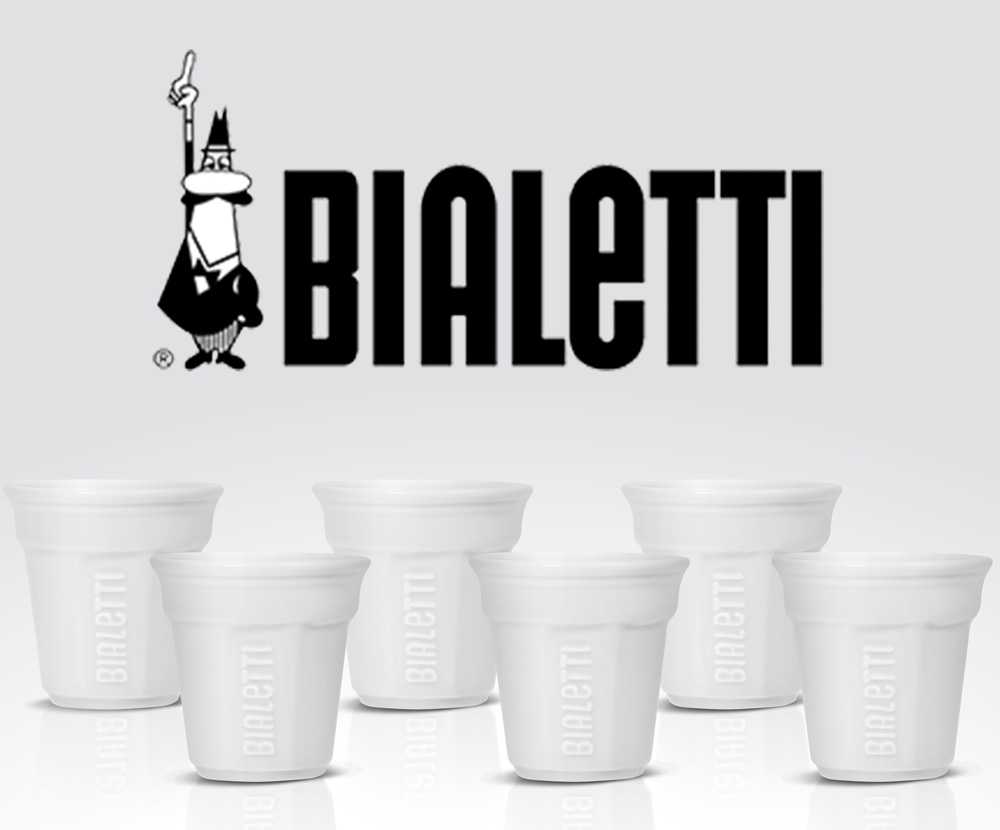 Bialetti Espresso Cups 6 pack white Original since 1919